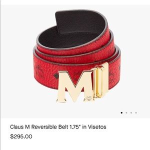 MCM Red Leather Belt. Authentic. New without tags.